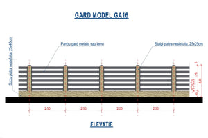 Stone House Fence with Wooden Panels Model GA16 - fence plan thumbnail