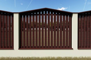 Concrete House Fence With Angled Wooden Panels Model GA17 - fence model image 2 thumbnail