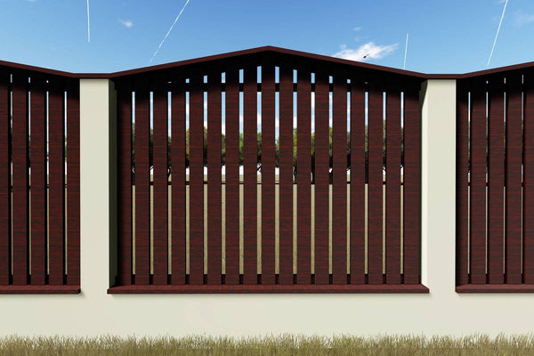 Concrete House Fence With Angled Wooden Panels Model GA17 - fence model image 2