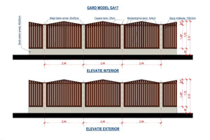 Concrete House Fence With Angled Wooden Panels Model GA17 - fence plan thumbnail