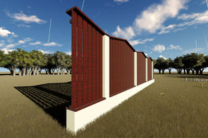 Concrete House Fence With Angled Wooden Panels Model GA17 - fence model image 3 thumbnail