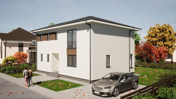 Model 3D casa cu etaj pe structura metalica usoara