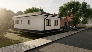 Model 3D locuinta rezidentiala parter din profile metalice cu terasa acoperita thumbnail