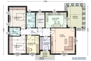 One Storey Steel Frame House With 3 Bedrooms Model 151-096 - house project thumbnail