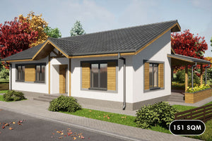 One Storey Steel Frame House With 3 Bedrooms Model 151-096 - house design main entrance thumbnail