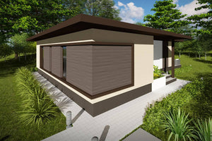 One Story Steel Frame House With 1 Bedroom Model 120-032 - modern style house exterior image 2 thumbnail