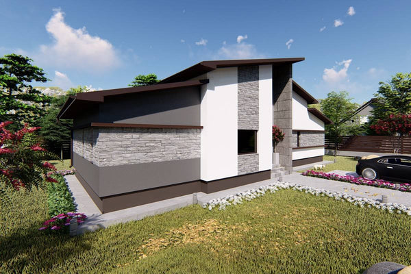 One Story Steel Frame House With 3 Bedrooms Number 144-046 - modern home exterior picture 3