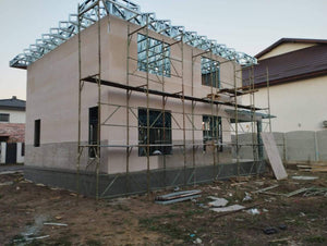 Exterior Cladding of Walls with Fibercement and OSB Roof for Two-Story House thumbnail
