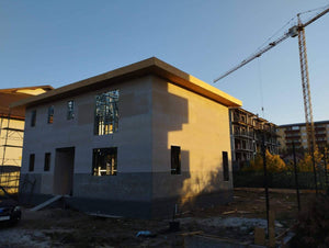 Exterior Cladding of Walls with Fibercement and OSB Roof for Two-Story House thumbnail