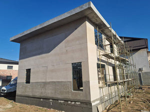 Exterior Cladding of Walls with Fibercement and OSB Roof for Two-Story House thumbnail