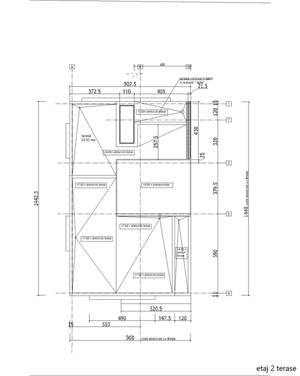 plan terase la etaj 2 casa din profile metalice zincate