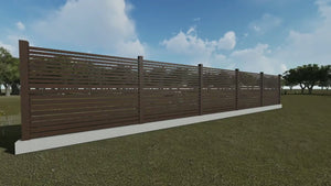 Wooden House Fence With Rectangular Steel Poles GA10 - fence model video thumbnail