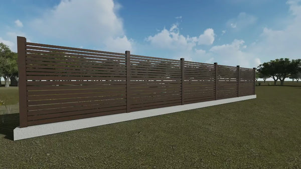 Wooden House Fence With Rectangular Steel Poles GA10 - fence model video