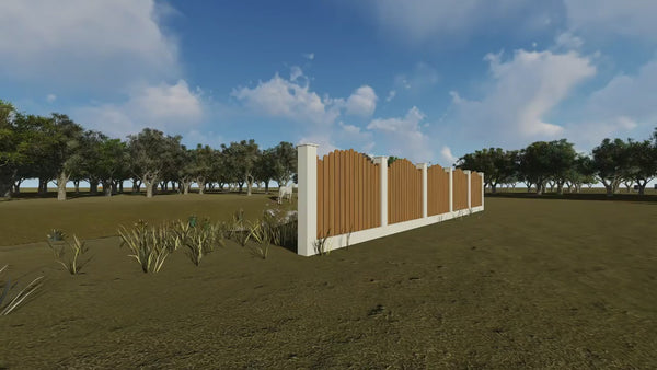Concrete House Fence With Vertical Wooden Panels Model GA11 - fence model video