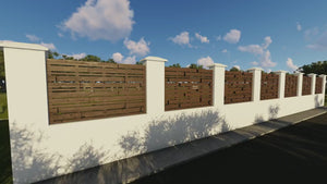 Concrete House Fence With Planed Wood Panels Model GA07 - fence model video thumbnail
