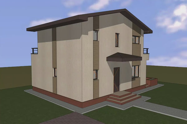 2 Story Steel Frame House With 3 Bedrooms Number 176-030 - house design video