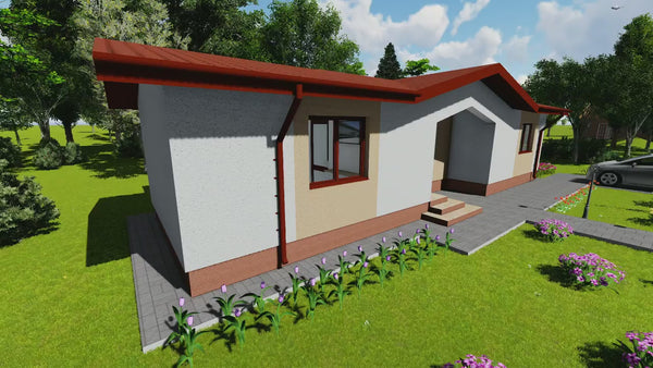 1 Story Steel Frame House With 2 Bedrooms Model 080-035 - house exterior video