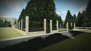 Stone House Fence with Wooden Panels Model GA16 - fence model video thumbnail