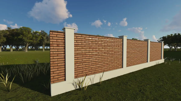 Brick Masonry House Fence With Concrete Pillars Model GA05 - fence model video