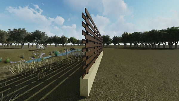 Wood House Fence With Steel Posts And Concrete Base GA03 - fence model video