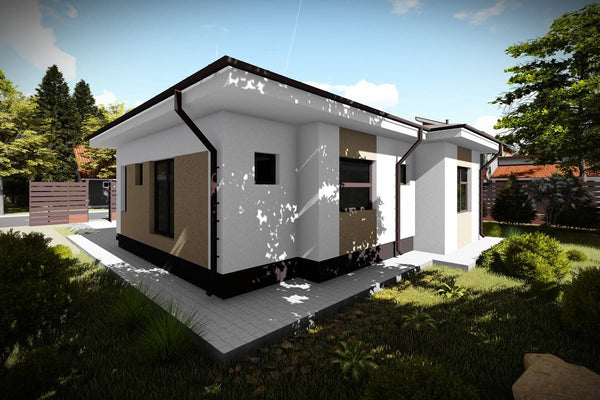 Single Story Steel Frame House With 2 Bedrooms Model 076-072 - house design image 2