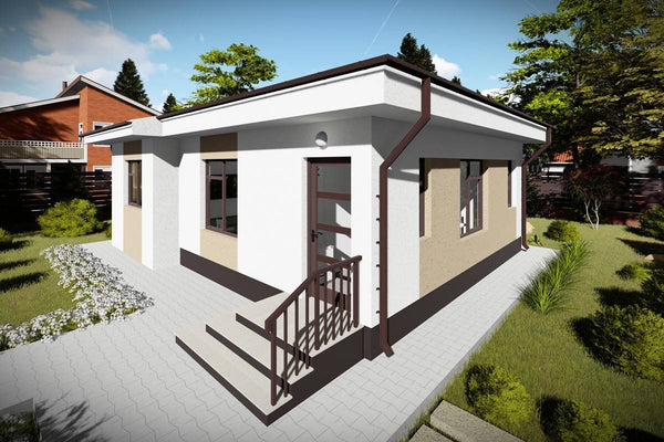 One Story Steel Frame House With 2 Bedrooms Number 081-086 - home exterior design image 7