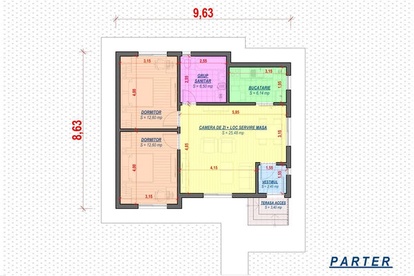 One Story Steel Frame House With 2 Bedrooms Number 081-086 - house plan