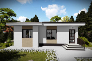 One Story Steel Frame House With 2 Bedrooms Number 081-086 - home exterior design image 5 thumbnail