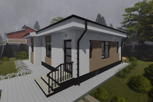 One Story Steel Frame House With 2 Bedrooms Number 081-086 - home exterior design image 6 thumbnail