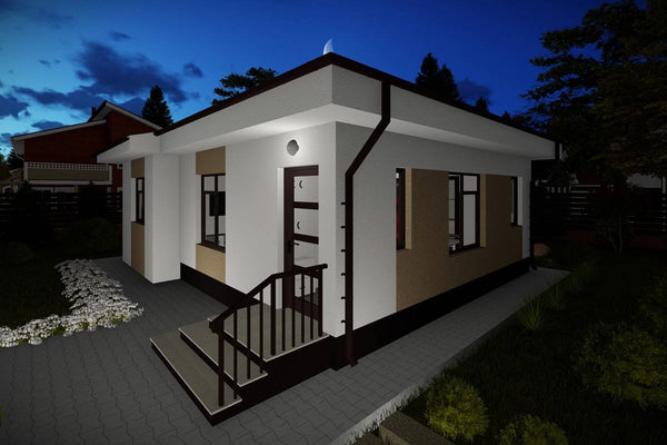 One Story Steel Frame House With 2 Bedrooms Number 081-086 - home exterior design image 8