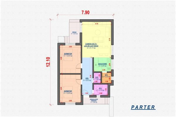 One Story Steel Frame House With 2 Bedrooms Model 088-073 - house floor plan