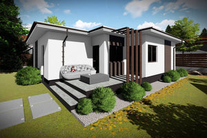 One Story Steel Frame House With 2 Bedrooms Number 100-078 - modern house exterior picture 2 thumbnail