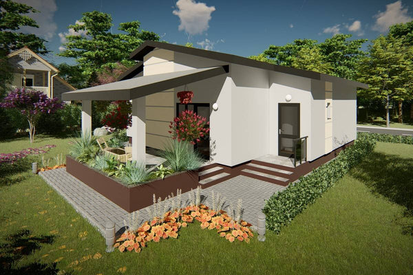 One Story Steel Frame House With 1 Bedroom Model 108-049 - home exterior design picture 2