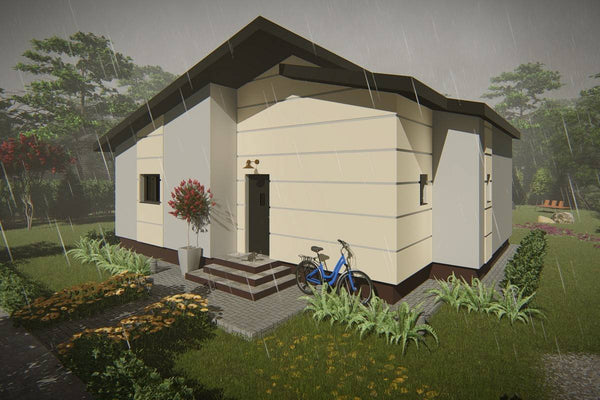 One Story Steel Frame House With 1 Bedroom Model 108-049 - home exterior design picture 4