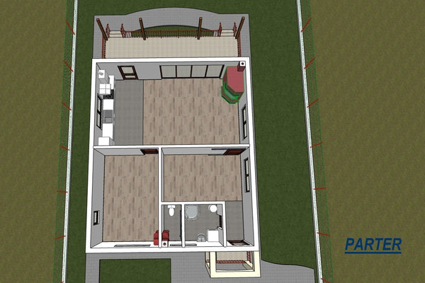 One Story Steel Frame House With One Bedroom Number 112-090 - home design 3d