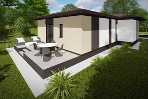 One Story Steel Frame House With 1 Bedroom Model 120-032 - modern style house exterior image 4 thumbnail