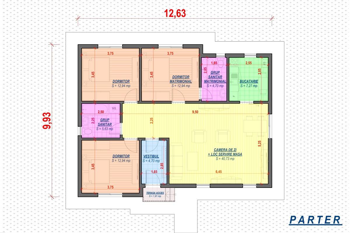 One Story Steel Frame House With 3 Bedrooms Model 120-083 - house layout