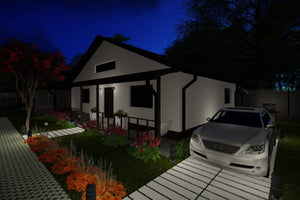 Single Story Steel Frame House With 2 Bedrooms Model 130-036 - home exterior design image 9 thumbnail