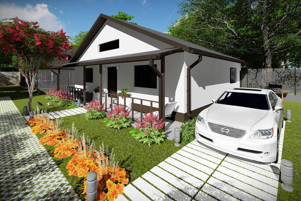 Single Story Steel Frame House With 2 Bedrooms Model 130-036 - home exterior design image 4