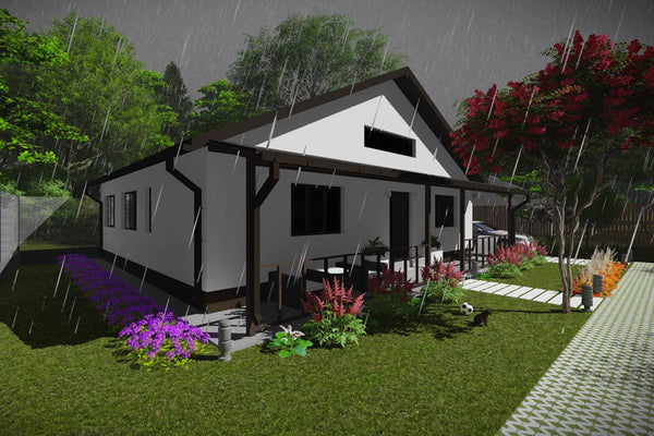 Single Story Steel Frame House With 2 Bedrooms Model 130-036 - home exterior design image 7