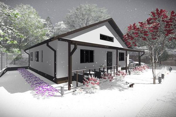 Single Story Steel Frame House With 2 Bedrooms Model 130-036 - home exterior design image 8