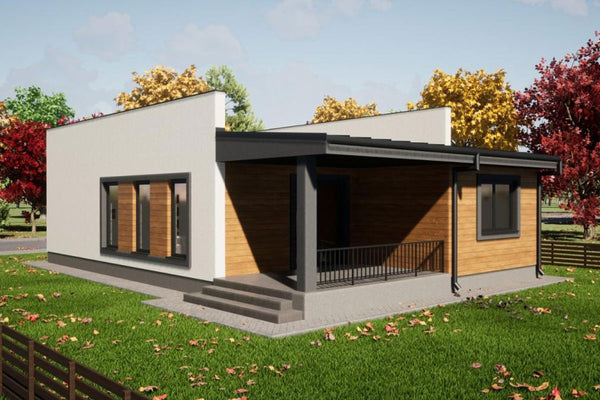 Ground Floor Steel Frame House With 2 Bedrooms model 130-093 - modern style house exterior image 2