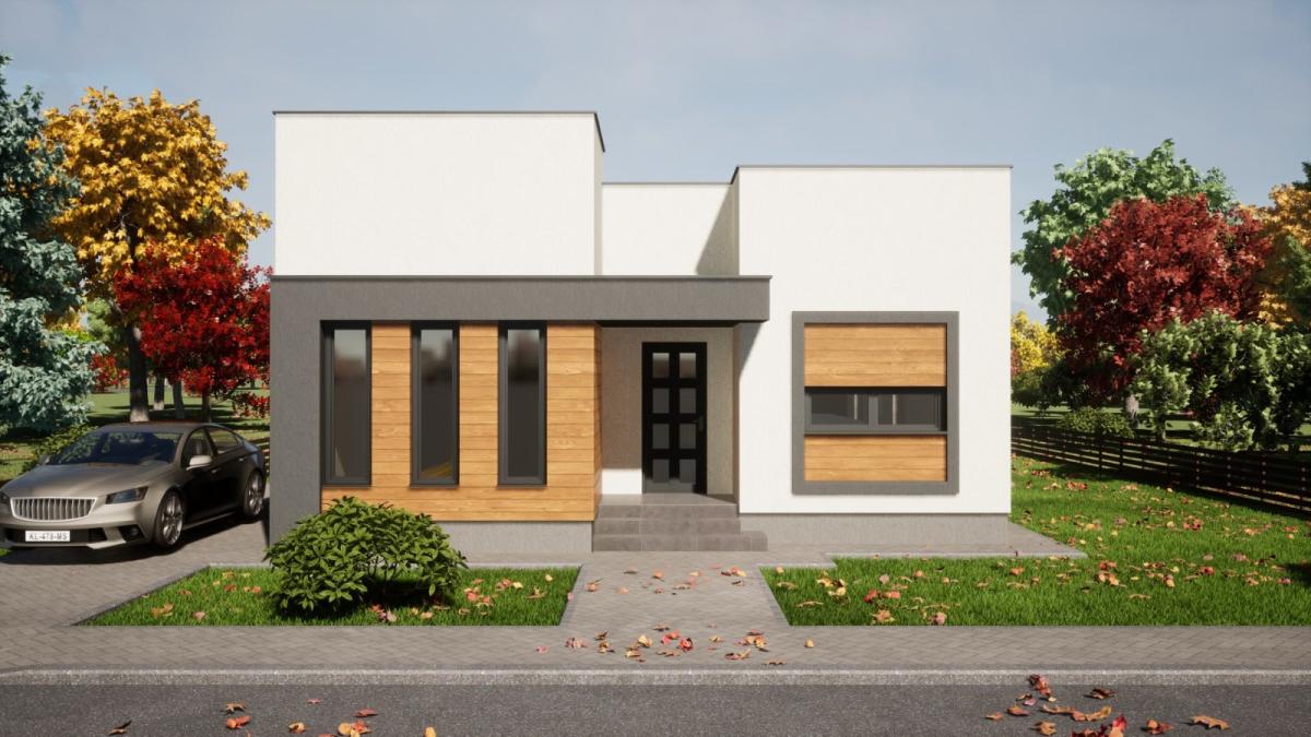Ground Floor Steel Frame House With 2 Bedrooms model 130-093 - modern style house exterior image 3
