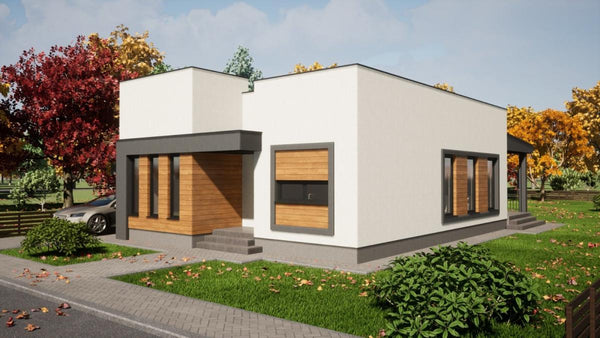 Ground Floor Steel Frame House With 2 Bedrooms model 130-093 - modern style house exterior image 7