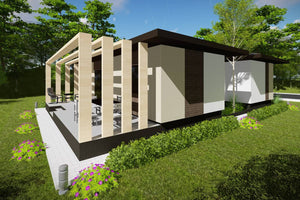One Story Steel Frame House With 2 Bedrooms Model 134-031 - modern house exterior image 2 thumbnail