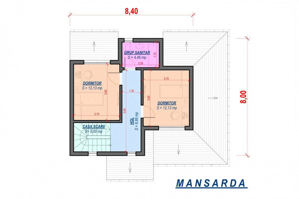 2 Story Steel Frame House With 3 Bedrooms Model 135-013 - house floor plan 2