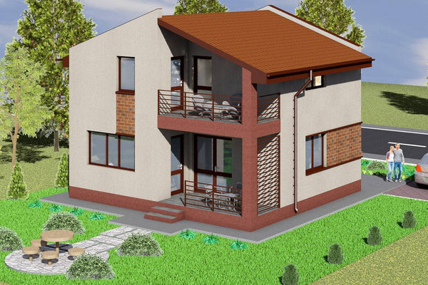 Two Storey Steel Frame House With 2 Bedrooms Model 141-001 - home exterior design picture 4