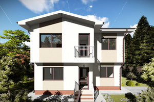 2 Story Steel Frame House With 3 Bedrooms Model 141-087 - modern exterior house image 3 thumbnail
