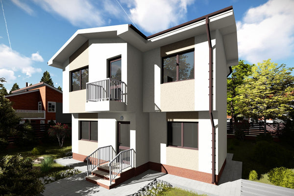 2 Story Steel Frame House With 3 Bedrooms Model 141-087 - modern exterior house image 10