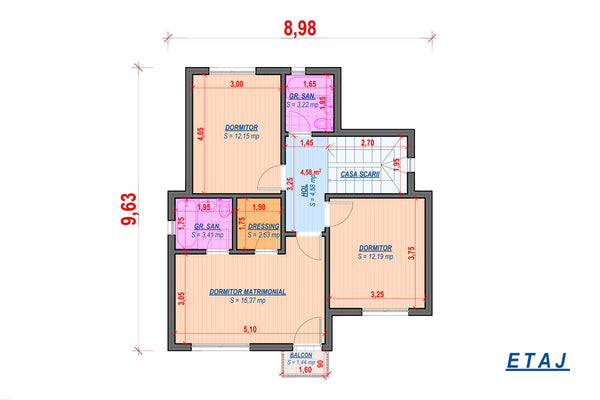 2 Story Steel Frame House With 3 Bedrooms Model 141-087 - house layout 2